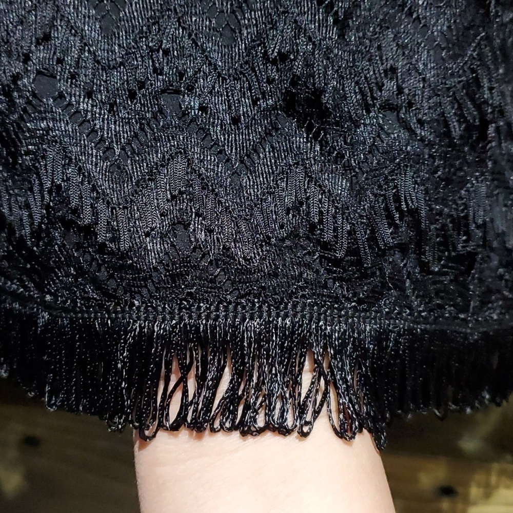 NANETTE LEPORE BLACK LACE LONG SLEEVE ZIGZAG TUNIC A-LINE  DRESS XS Whimsy Goth - Picture 4 of 11